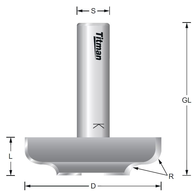 Abplattfräser HW S=12mm D=50mm GL=55mm R=6mm