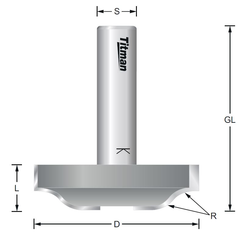 Abplattfräser HW S=12mm D=50mm GL=55mm R=12mm